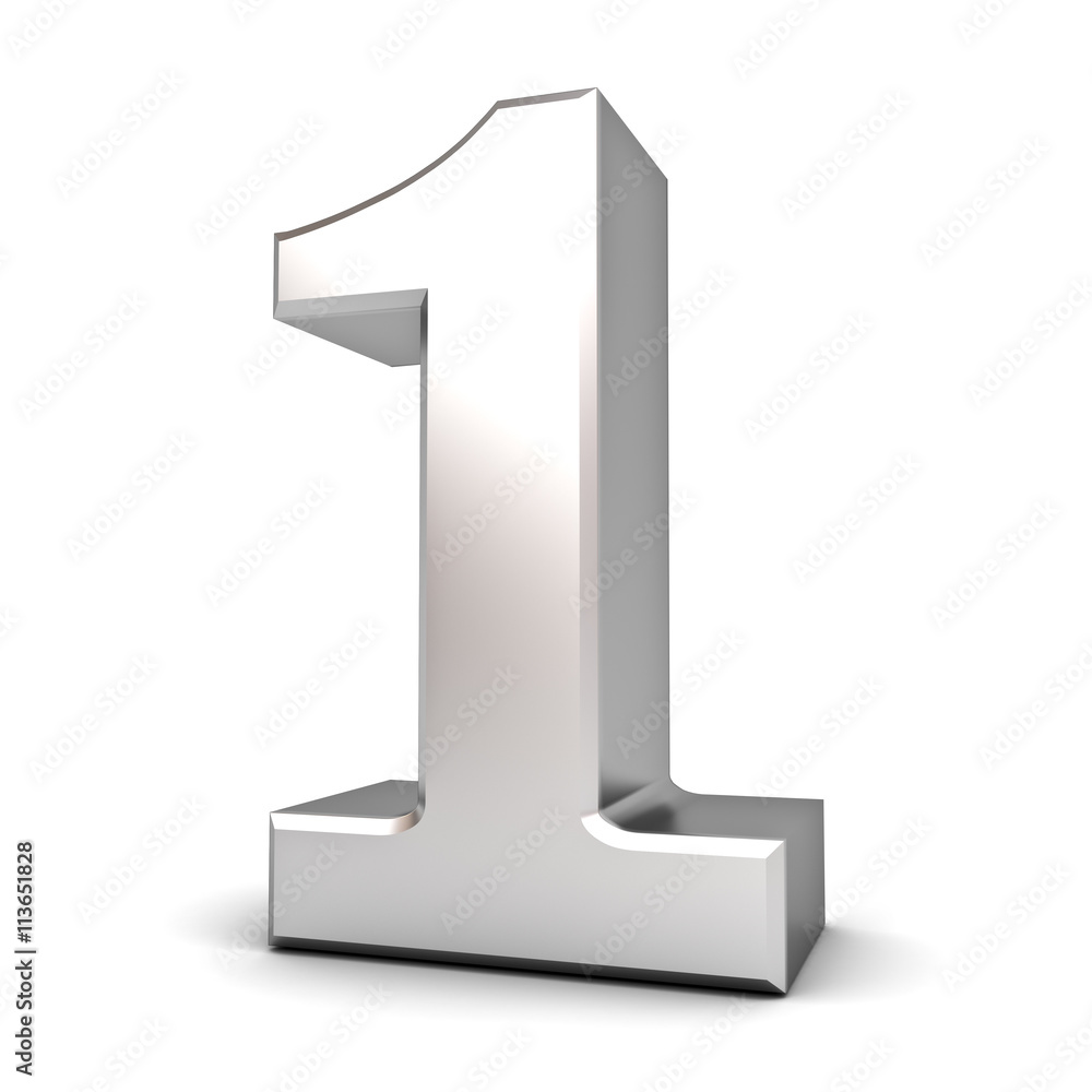 Fototapete 3d number one isolated over white background with shadow 3d rendering
