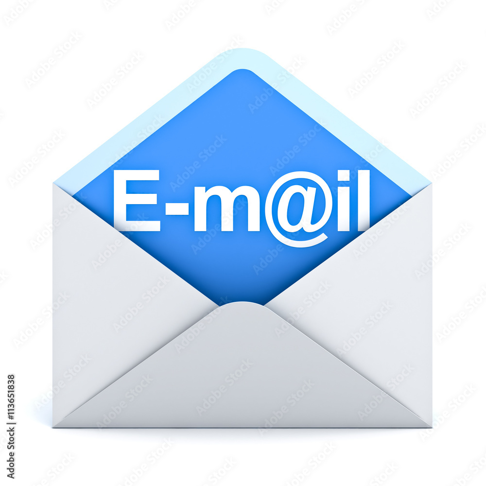 Poster E mail concept isolated over white background 3D rendering