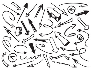 Black Drawn Arrows. Vector Illustration.