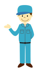 案内する作業員