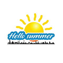 Fototapeta premium hello summer with ancient monument illustration