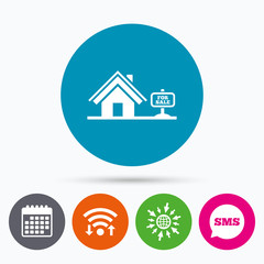 Home sign icon. House for sale. Broker symbol.