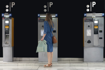 Woman paying parking