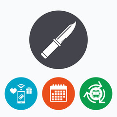 Knife sign icon. Edged weapons symbol.