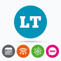 Lithuanian language sign icon. LT translation
