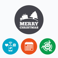 Merry christmas gift sign icon. Present symbol.