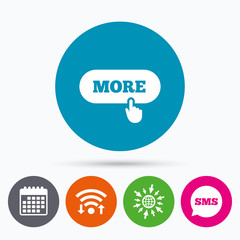 More with hand pointer icon. Details symbol.