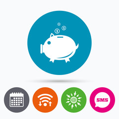 Piggy bank sign icon. Moneybox symbol.