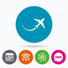 Airplane sign icon. Travel trip symbol.