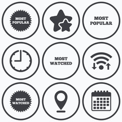 Most popular star icon. Most watched symbol.