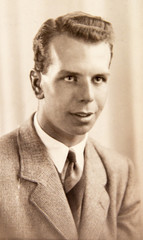 English young man 1940th, vintage photo 