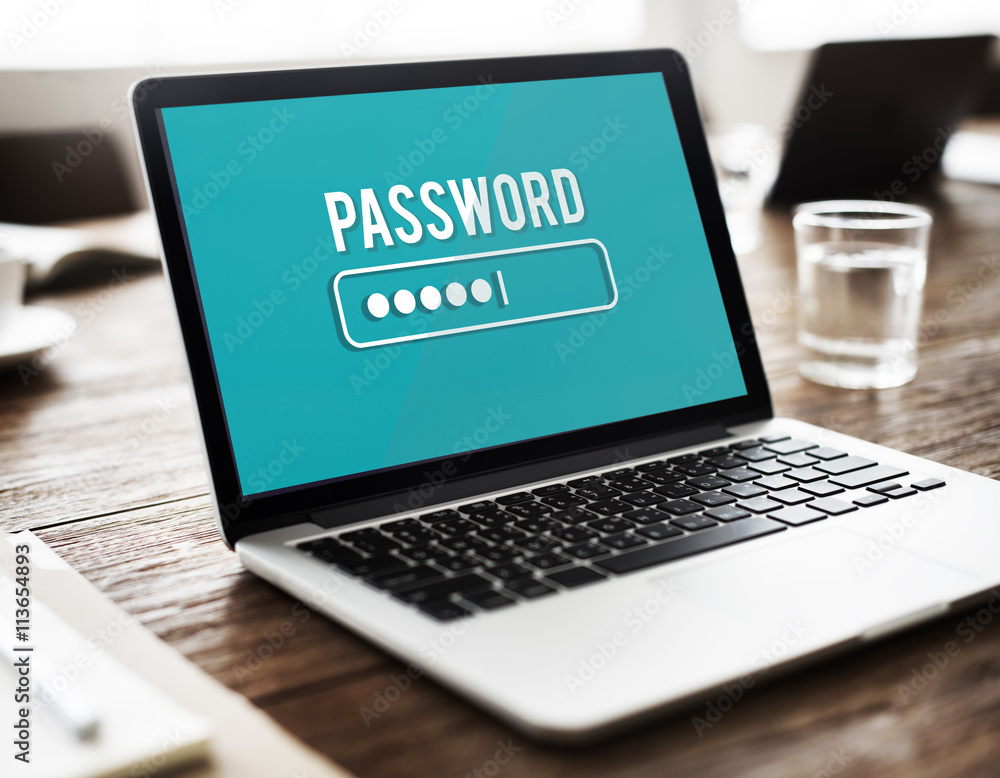 Poster password access firewall internet log-in private concept