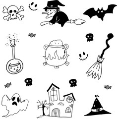 Halloween set in doodle stock