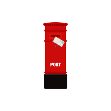 Red mail post box vector illustration isolated on white background