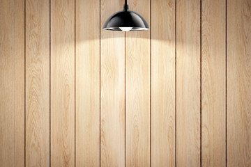 hanging light bulb with timber wall background