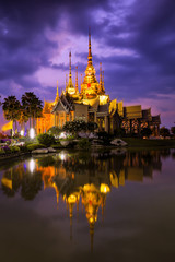 Fototapeta na wymiar Landmark wat thai, sunset in temple at Wat None Kum in Nakhon Ratchasima province Thailand .