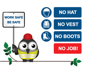 No hat no boots no vest no job construction site sign 