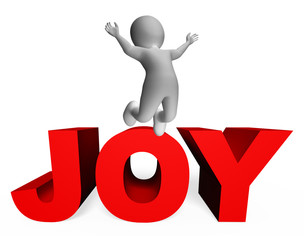 Joy Character Indicates Jubilant 3d Rendering And Joys