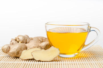 Ginger tea on white background