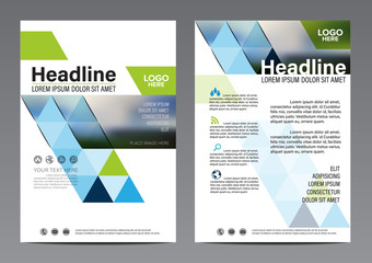 Blue Triangle pattern. Brochure Annual Report Flyer design template. Leaflet cover Presentation. illustration vector in A4 size