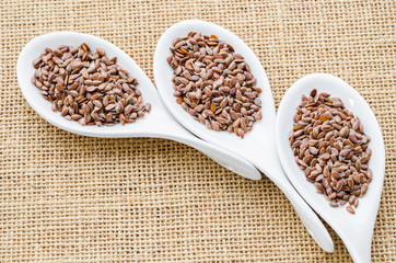 Brown flax seeds or linseed.