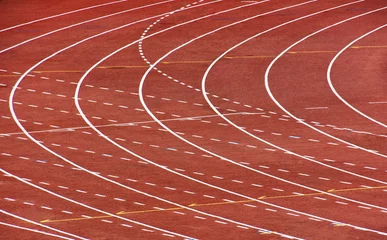 Fotobehang Running Track at Stadium © blacksalmon