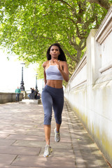 young woman out running