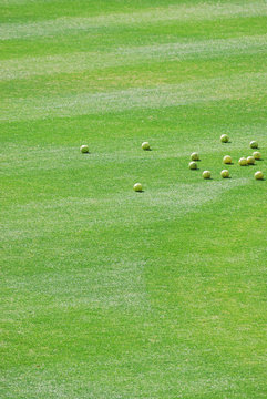 baseballs on the playing field