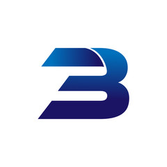 Simple Numbers Logo Vector Blue 3