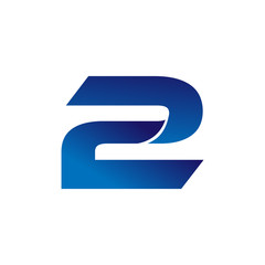 Simple Numbers Logo Vector Blue 2