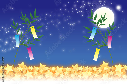 Background Wallpaper Vector Illustration Design Image Japan China Asia Free Size 背景 壁紙 ベクター イラスト 無料 無料素材 バックグラウンド フリー素材 和風素材 日本 背景素材壁紙 七夕飾り 祭り 伝統 短冊 笹の葉 初夏 星屑 天の川 天の河