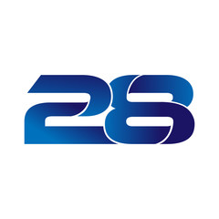 Simple Numbers Logo Vector Blue 28