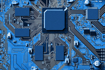 Electronic circuit board close up.