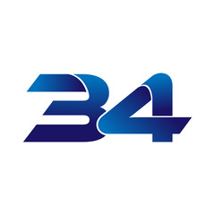 Simple Numbers Logo Vector Blue 34