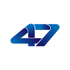 Simple Numbers Logo Vector Blue 47