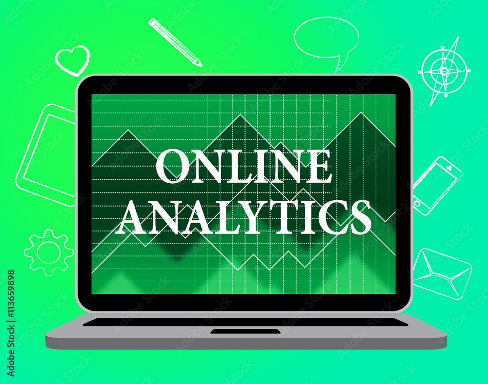 Aufkleber online analytics shows web site and computing