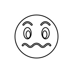Suspicious emoticon icon, outline style