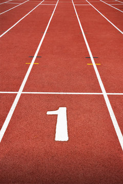 Run Track at Stadium with Number One