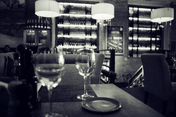 Monochrome still life restaurant