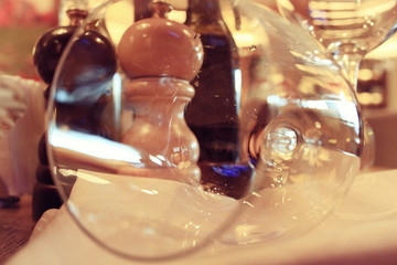 Glassware in the interior of the restaurant