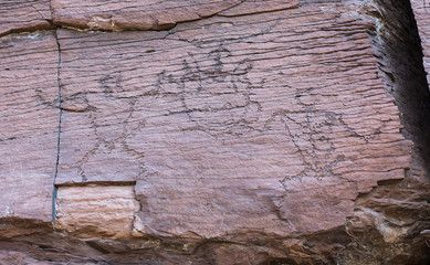 Ancient draws and signs made by people fourteen hundred years ag
