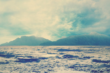 Beautiful scenic landscape with mountain ranges and clouds