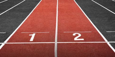 Run Track at Stadium with Number One and Two