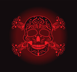 Skull and crossbones neon color