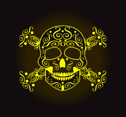 Skull and crossbones neon color