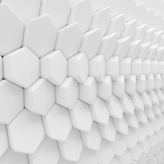 White abstract hexagons backdrop. 3d rendering geometric polygons - 113662417