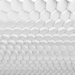 White abstract hexagons backdrop. 3d rendering geometric polygons