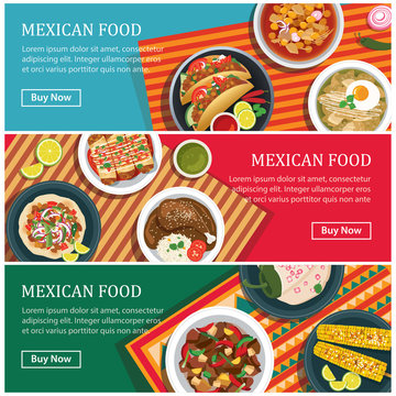 mexican food web banner flat design