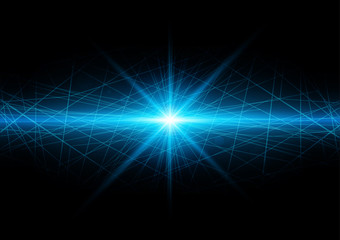 Abstract technology background with bright flare with mesh. Vect