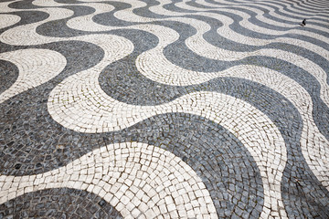 Detail of pavement at Rossio Square in Lisbon, Portugal